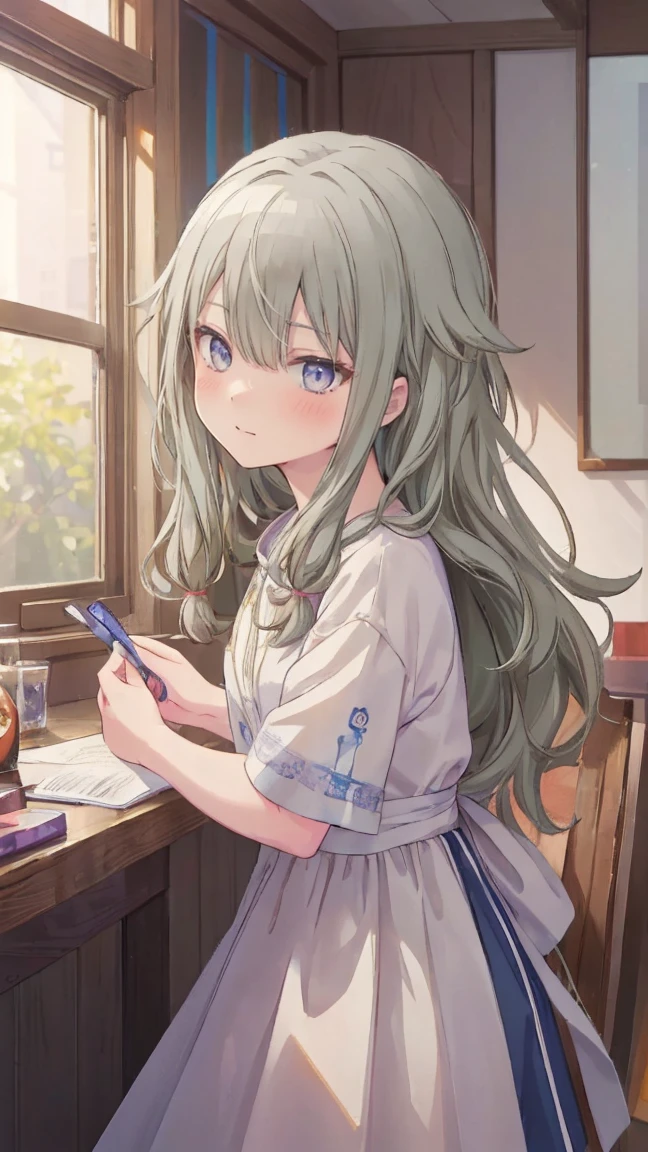 (masterpiece, 最high quality:1.6),Best image quality、最high quality、Perfect lighting,From the side,masterpiece、Best image quality、最high quality、Lori、Girl、 Cute pose, masterpiece, Anime art style, Cute moves、Most detailed, high quality、Shiny Hair、Very fine and beautiful bright eyes、nose blush、Very detailed, clear and beautiful face, Awards, (((Anatomically correct))、Cowboy Shot