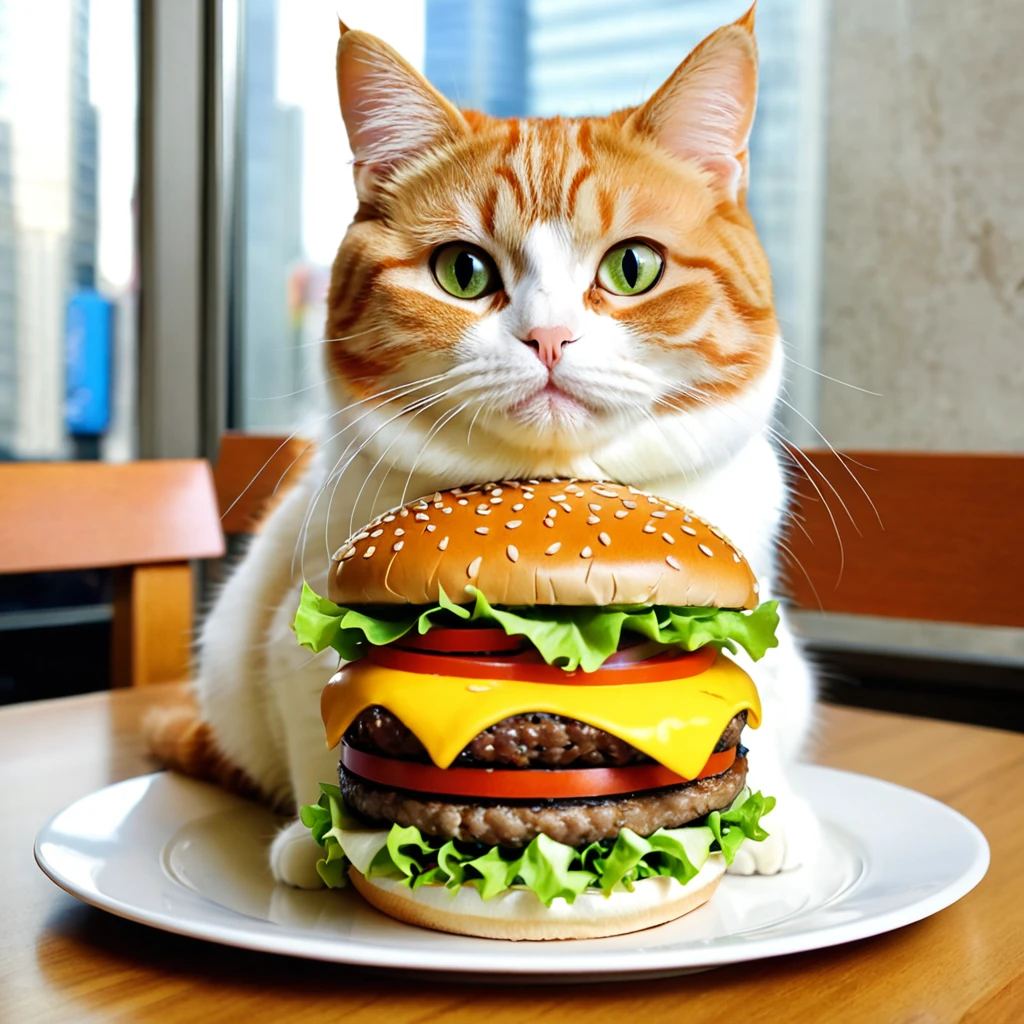cute cat, burger cat