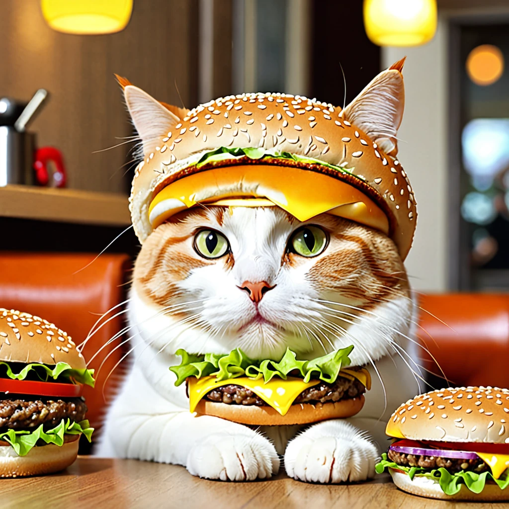 cute cat, burger cat