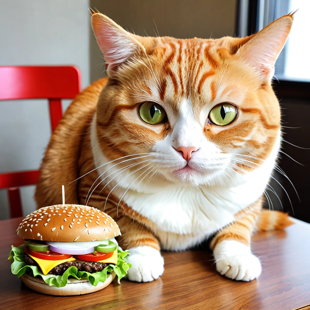 cute cat, burger cat