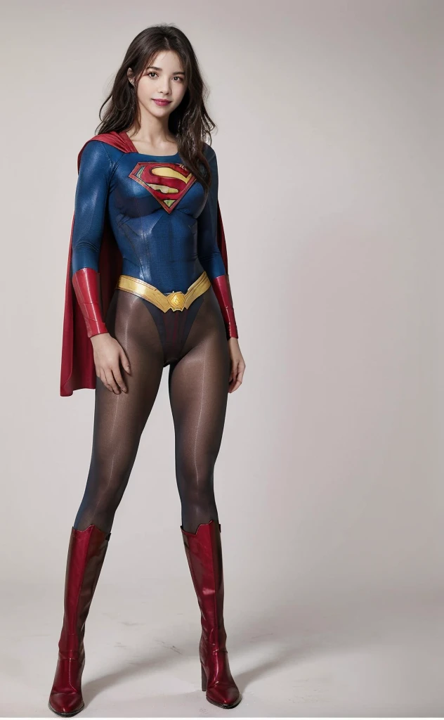 No background、(((Beautiful legs in black tights.)))、(((Legally express the beauty of your smile)))、((((Make the most of your original images)))、(((Body-hugging Supergirl costume)))、(((Supergirl Costume)))、(((Beautiful Hair)))、(((suffering)))、(((Please wear black tights....、Wear red boots)))、((Best image quality、8K))、((Highest quality、8K、masterpiece:1.3))、(((Preserve background )))、Sharp focus:1.2、Beautiful woman with perfect figure:1.4、Slim Abs:1.2、Wet body:1.5、Highly detailed face and skin texture、8K