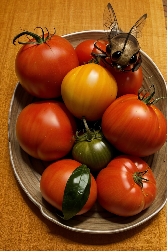 Many flys on the worst tomato in the market