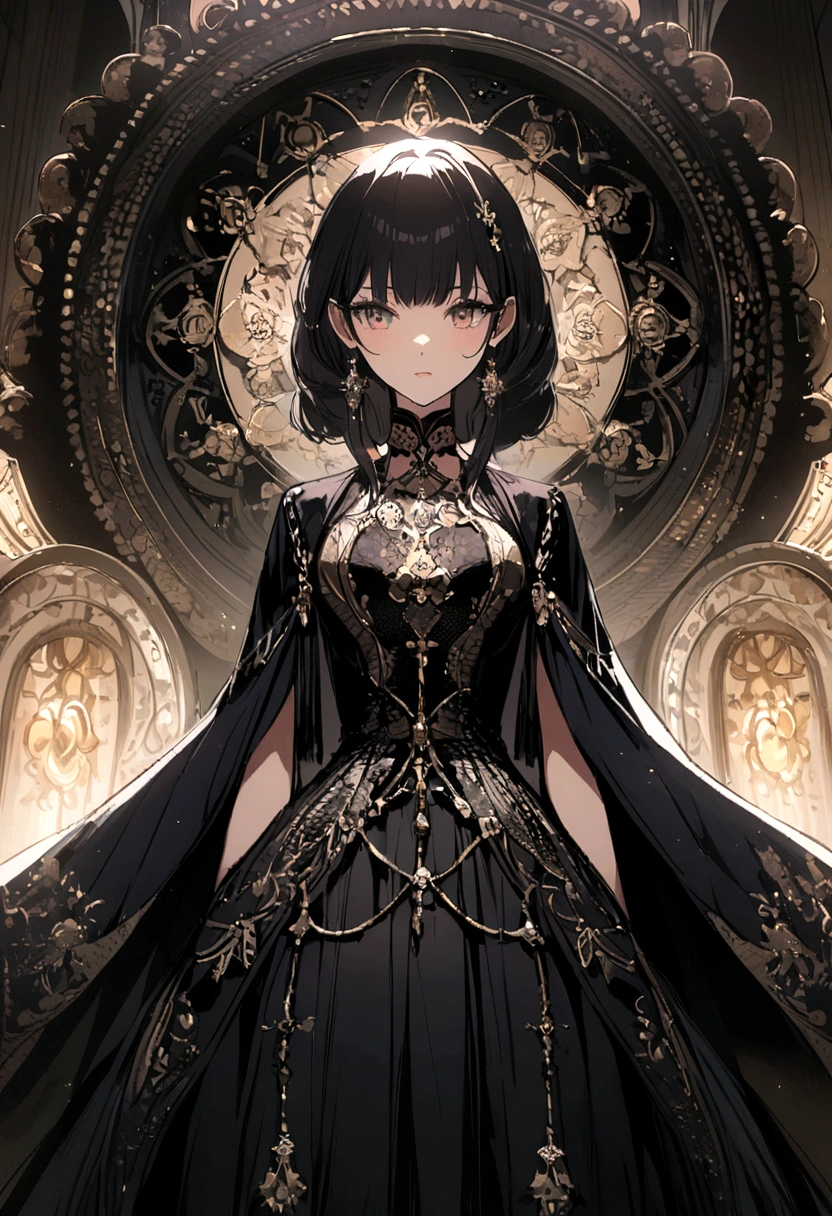 Official art, Unity 8k壁纸, ultra-detailliert, Beautiful and aesthetic, masutepiece, Best Quality, (Zentangle, mandalas, Tangle, Entangle), (Fractal Art:1.3) , 1girl in, Big Breast, Extremely detailed, Dynamic Angle, cowboyshot, Most Beautiful Form of Chaos, Elegant, a brutalist designed, vivd colour, romanticism, Atmospheric, ecstasy of musical notes, streaming musical notes visible