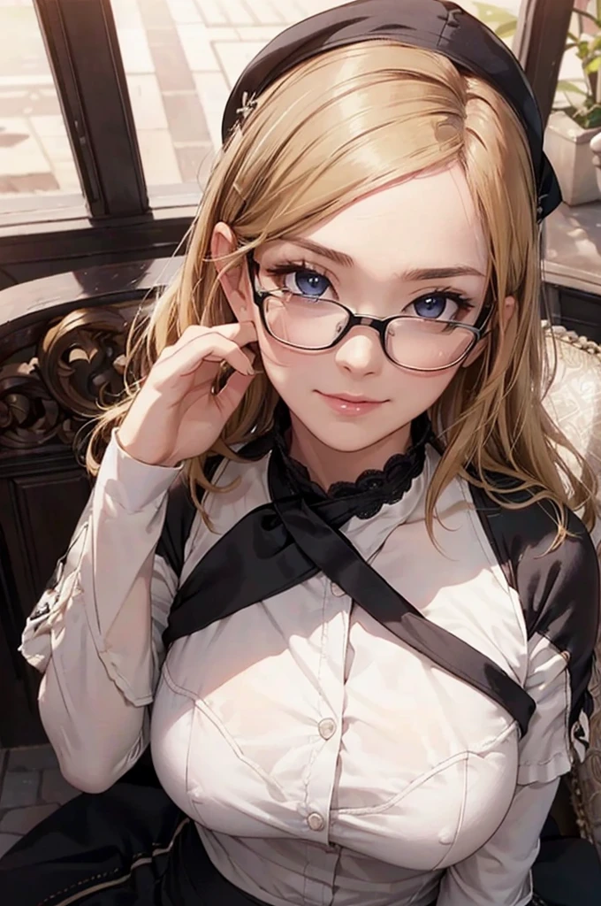 Masterpiece, 最high quality, high quality, High resolution, high quality texture, high quality shadows, High resolution, Beautiful details, Detailed CG, Detailed Texture, Realistic representation of face, Realistic, colorful, delicate, Cinematic Light, Side light, Lens flare, Ray Tracing, sharp concentrated, (1 Girl,concentrated:1.3), ( Intricate details, compensate, PureErosFaceV1:0.5), (細部まで美しいdelicateな顔, 緻密で美しいdelicateな瞳, Perfect Facial Proportions, Dense skin, Optimal ratio of four fingers to one thumb, Arms under chest, Modest chest, Wide Hips, Smooth upper abdomen, 30 years old, blue eyes, glasses,cabin attendant uniform,white blouse,tight fitting black skirt,black stockings, excellent secretary ,working as a secretary, wooden desk, wooden chair, house wife, the gaze of true love, lips of temptation, A look full of compassion ,a smile full of love, i love you, Acting lovey-dovey, air fortress hair, blonde hair, I love you so much I'm crazy,i love you