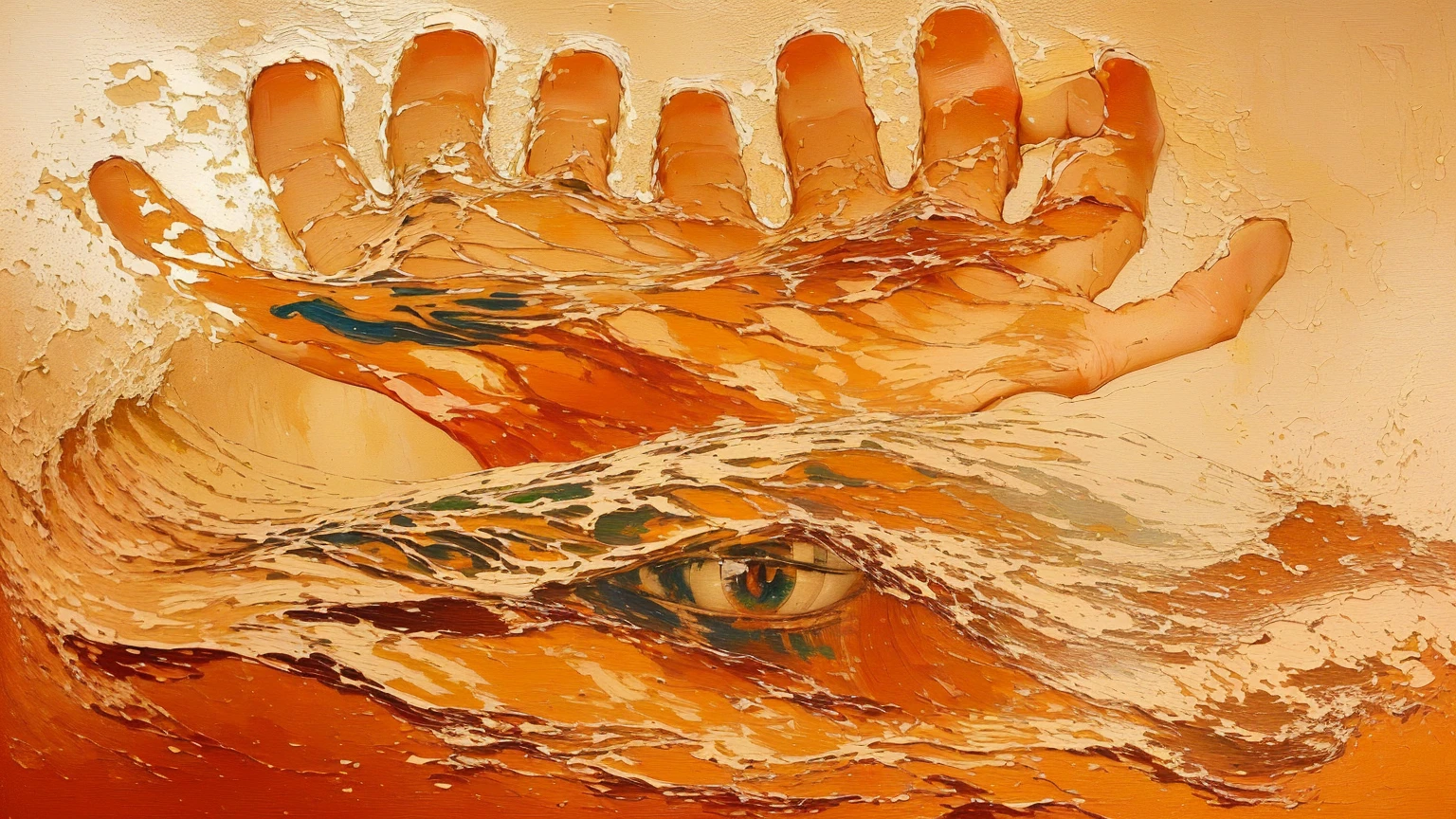 There is a painting,There is a hand in the painting,There is a photo of a person in my hand, Inspired by Victor I, Defeat Nge style, Defeat Nge fine texture, botticelli and Defeat Nge, Defeat Nge! cmyk color palette, Defeat Nge! Soft tan, ( ( Defeat Nge ) )