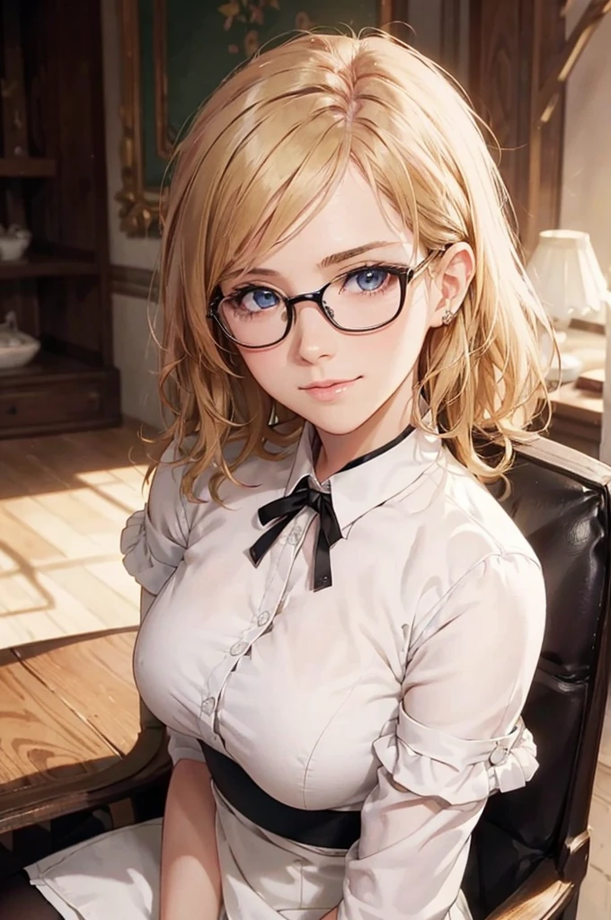 Masterpiece, 最high quality, high quality, High resolution, high quality texture, high quality shadows, High resolution, Beautiful details, Detailed CG, Detailed Texture, Realistic representation of face, Realistic, colorful, delicate, Cinematic Light, Side light, Lens flare, Ray Tracing, sharp concentrated, (1 Girl,concentrated:1.3), ( Intricate details, compensate, PureErosFaceV1:0.5), (細部まで美しいdelicateな顔, 緻密で美しいdelicateな瞳, Perfect Facial Proportions, Dense skin, Optimal ratio of four fingers to one thumb, Arms under chest, Modest chest, Wide Hips, Smooth upper abdomen, 30 years old, blue eyes, glasses,cabin attendant uniform,white blouse,tight fitting black skirt,black stockings, excellent secretary ,working as a secretary, wooden desk, wooden chair, house wife, the gaze of true love, lips of temptation, A look full of compassion ,a smile full of love, i love you, Acting lovey-dovey, air fortress hair, blonde hair, I love you so much I'm crazy,i love you