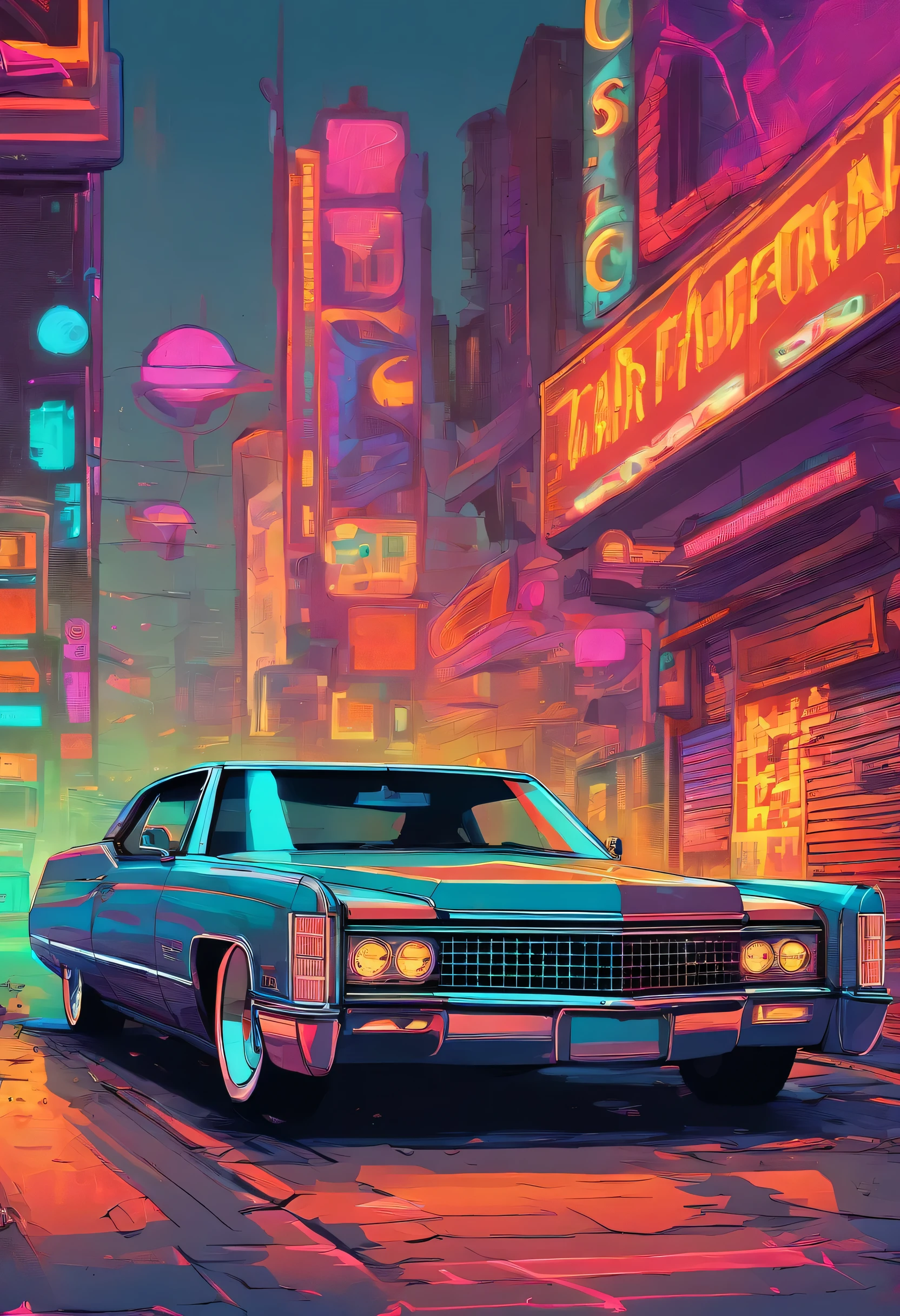 (Top quality, Masterpiece, Exquisite and beautiful, offcial art), Dark grey colored 1967 cadillac deville coupe, 2 door, pop art, cartoonish style , sketch, detailed illustration, slammed to the ground, large black staggered wheels, wide bodykit, masterpiece, highly detailed ((([simple grey background])))
