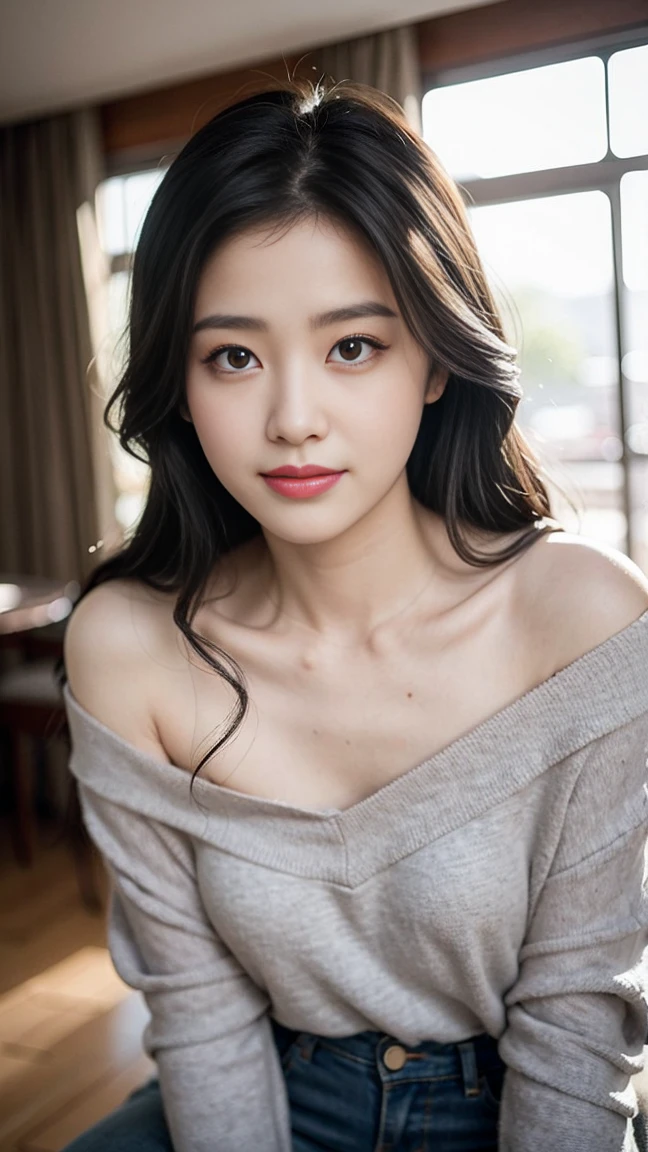 best quality, masterpiece, beautiful and aesthetic, 16K, (HDR:1.4), high contrast, bokeh:1.2, lens flare, (vibrant color:1.4), (muted colors, dim colors, soothing tones:0), cinematic lighting, ambient lighting, sidelighting, Exquisite details and textures, cinematic shot, Warm tone, (Bright and intense:1.2), wide shot, by playai, ultra realistic illustration, siena natural ratio, anime style, a picture from a high angle, a view from above, long Straight black hair with blunt bangs, (a charming smile:1), Gray bracelet, a oversized off-shoulder pink an oversized T-shirt, jeans, playing Gibson bass guitar, a sexy instagram Hot Swiss model, with a tattoo, oversized clevage, Broken Glass effect, no background, stunning, something that even doesn't exist, mythical being, energy, molecular, textures, iridescent and luminescent scales, breathtaking beauty, pure perfection, divine presence, unforgettable, impressive, breathtaking beauty, Volumetric light, auras, rays, vivid colors reflects.