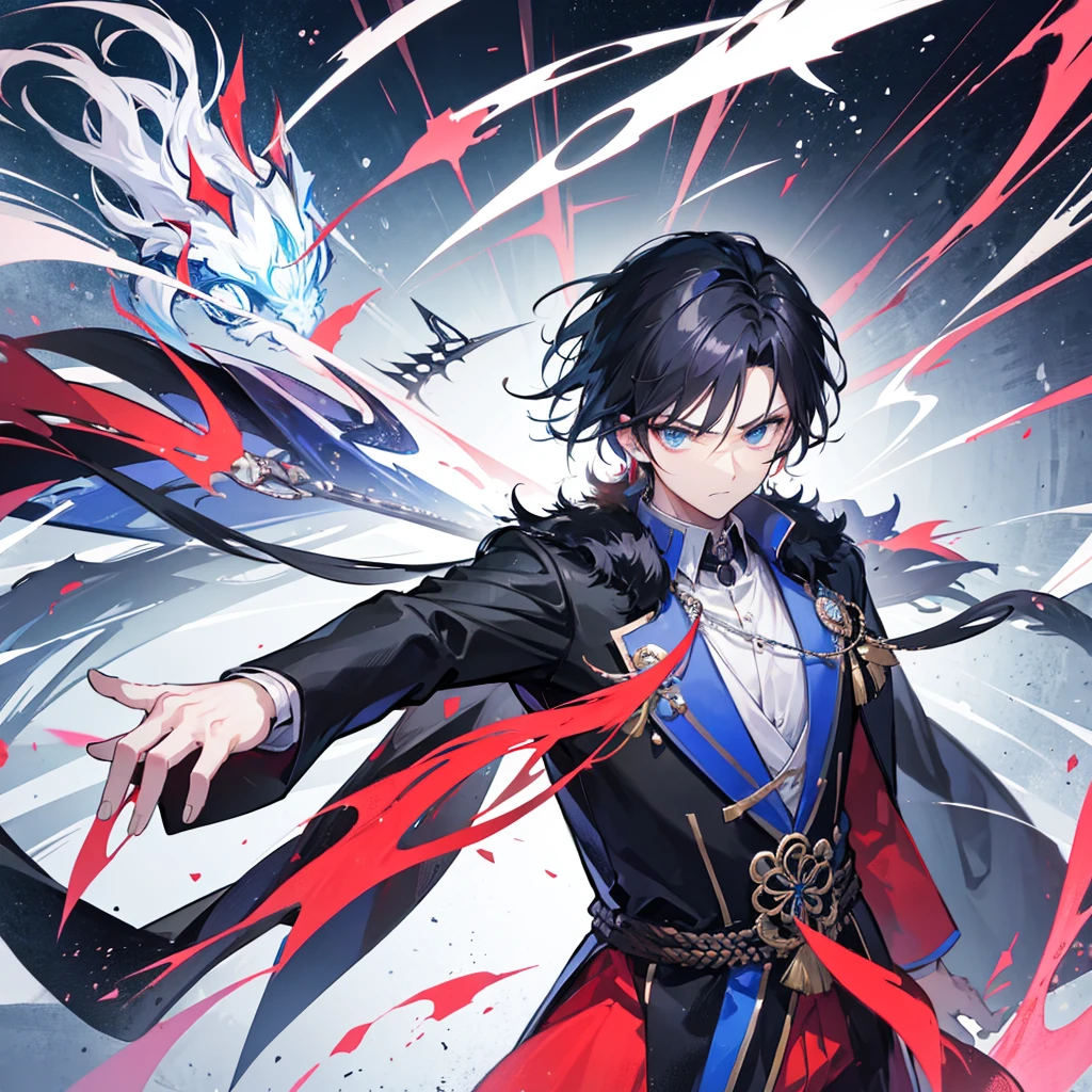 A stylish Korean man glaring at the viewer with crossed arms, looking strong, in an anime-style illustrative artwork.