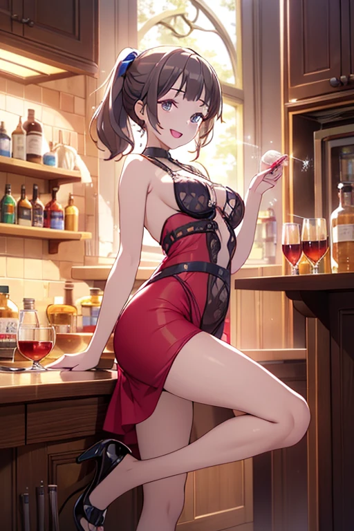 (from below:1.2),(from side:1.2),full body,(highest quality:1.5),(8k,masterpiece, top quality, best quality,beautiful and aesthetic:1.2,professional illustrasion:1.1,ultra detail:1.3,perfect lighting),extremely detailed,highest detailed,incredibly absurdres , highres, ultra detailed,intricate:1.3,(Alchemy Workshop:1.4),A girl mixing,Medicine in many small bottles,colorful:1.4,zentangle,(1girl),(finely detailed beautiful eye: 1.2), (beautifull detailed face), (perky chest:1.1), (pointed chest:1.0),(highly detailed beautiful face and eyes,firm breasts),real skin,((brown hair,long pony tail hair)),thin pubic hair:1.3,cute,lovely,, learning to make a pancakes cooking, alchemist costume,smile,in the kitchen,smile,seductive weak smiling,(with sparkling eyes and a contagious smile),open mouth, Looking at Viewer,
