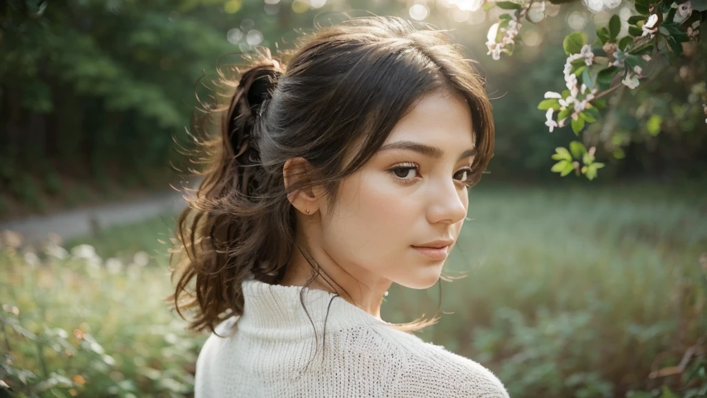 "A serene profile picture featuring a calm and relaxed face, with a soft focus nature background in pastel tones. The face should have a gentle, peaceful expression, with closed or softly gazing eyes. Lighting should be warm and soft, highlighting the tranquility of the scene. The overall style should be minimalist and clean, ensuring the face and serene atmosphere are the main focus."