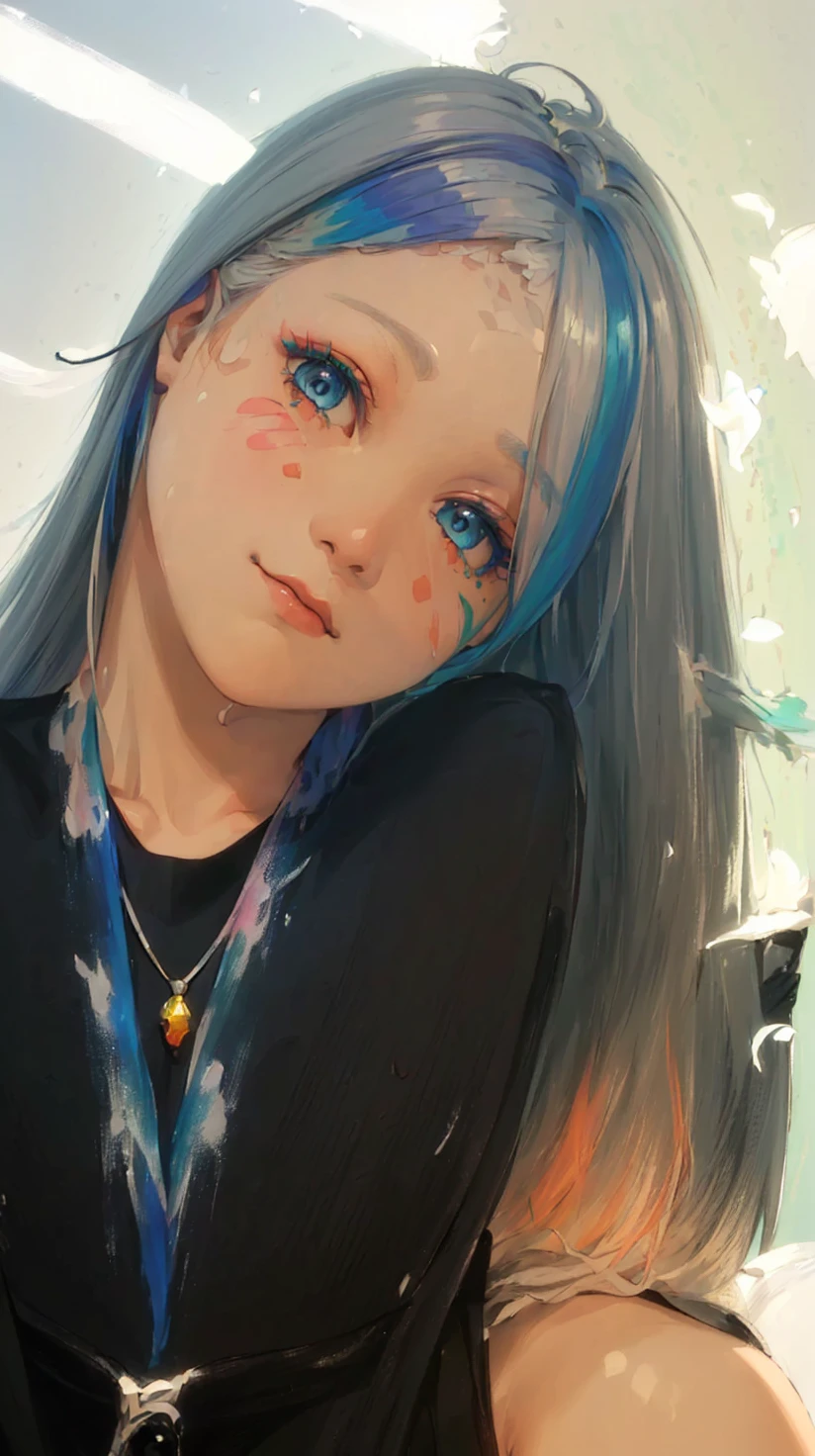（Pink Fashion T-shirt：1.9），(Colorful hair: 1.8), (all the colours of the rainbow: 1.8),(((((vertical painting：1.6))), （painting：1.6），front, comics, illustrations, paintings, large eyes, crystal clear eyes,（ rainbow color gradient high ponytail：1.7）, exquisite makeup, closed mouth,(Small Fresh: 1.5),(Wipe Chest: 1.6) ，long eyelashes, white off shoulder T-shirt,  White Shoulder Shirt，looking at the audience, large watery eyes, (rainbow colored hair：1.6), color splash, （solo：1.8）, color splash, color explosion, thick paint style, messy lines, ((shining))，(colorful), (colorful), (colorful), colorful, Thick Paint Style, (Splash) (Color Splash), Vertical Painting, Upper Body, Paint Splash, Acrylic Pigment, Gradient, Paint, Highest Image Quality, Highest Quality, Masterpiece, Solo, Depth of Field, Face Paint,  colorful clothes, (Elegant: 1.2), gorgeous,long hair, wind, (Elegant: 1.3), (Petals: 1.4)，(((masterpiece))),(((best quality))),((ultra-detailed)),(illustration),(dynamic angle),((floating)),(paint),((disheveled hair)),(solo),(1girl) , (((detailed anima face))),((beautiful detailed face)),collar,bare shoulders,white hair, ((colorful hair)),((streaked hair)),beautiful detailed eyes,(Gradient color eyes),(((colorful eyes))),(((colorful background))),(((high saturation))),(((surrounded by colorful splashes))), 


