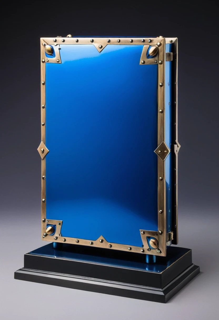 Blue rectangular metal thick tower shield