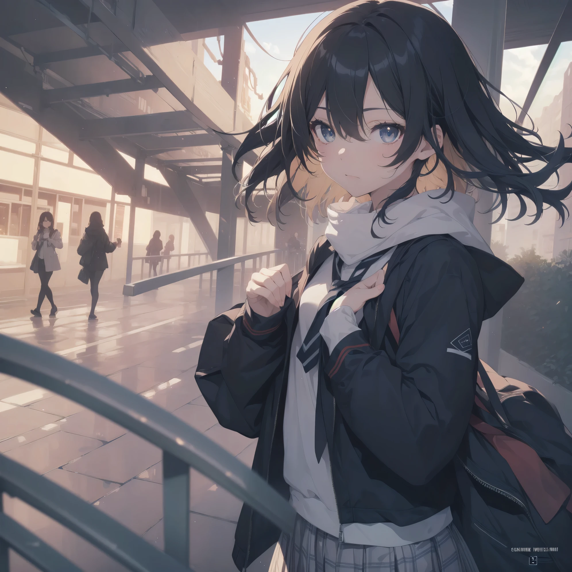 ultra-absurdres-Top quality by artist God, ultra-detailed, high resolution, anime moe artstyle, best anime 8k konachan wallpaper, pixiv contest winner, pool:2810, perfect anatomy,break, 1girl, (Please draw a girl walking sleepily to school alone. )break,(Solo,little female, 13-year-old:1.3),Full limbs, complete fingers,a junior high school student, (very short hair), short cut, flat chest, , small butt, small black eyes, beautiful detailed eyes, well-proportioned iris and pupils, expressive eyes, highres detailed hair, soft expression, salor school_uniform, sailor collar, serahuku, bow, pleated skirt,(Detailed Lighting), (Detailed background), in the School commute route. break,super detailed skin, Best cinematic lighting powered by famous artist, 8k,beauty illustration,photoshop_(medium),very aesthetic,break,((artist:wa_(genryusui) )), artist:clamp ,artist:carnelian ,artist:kantoku ,