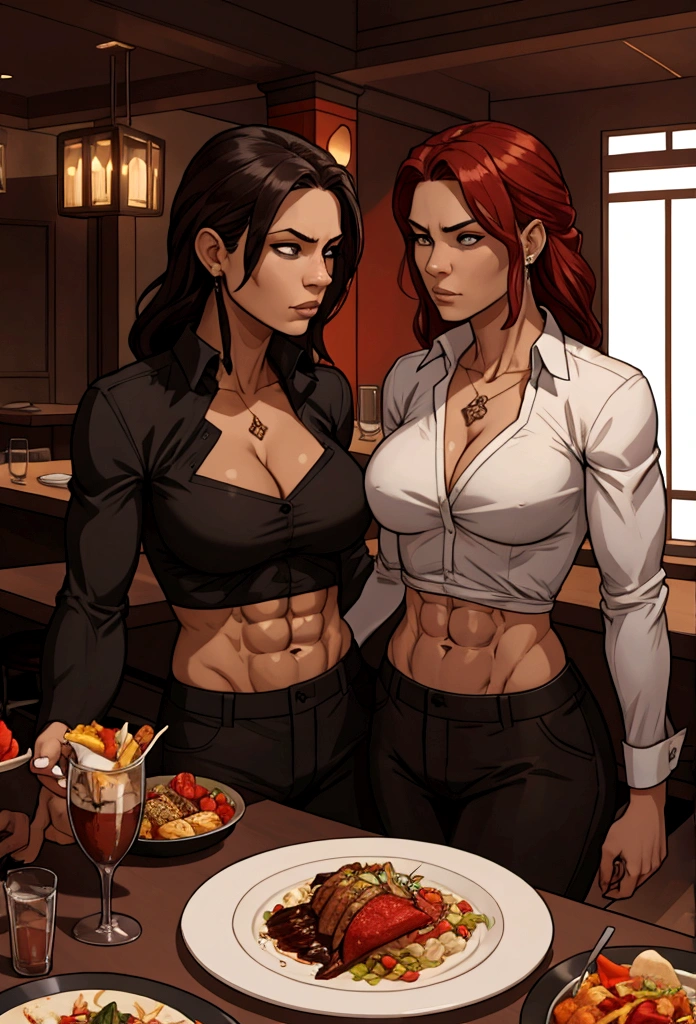 woman lunch time expensive resturant abs