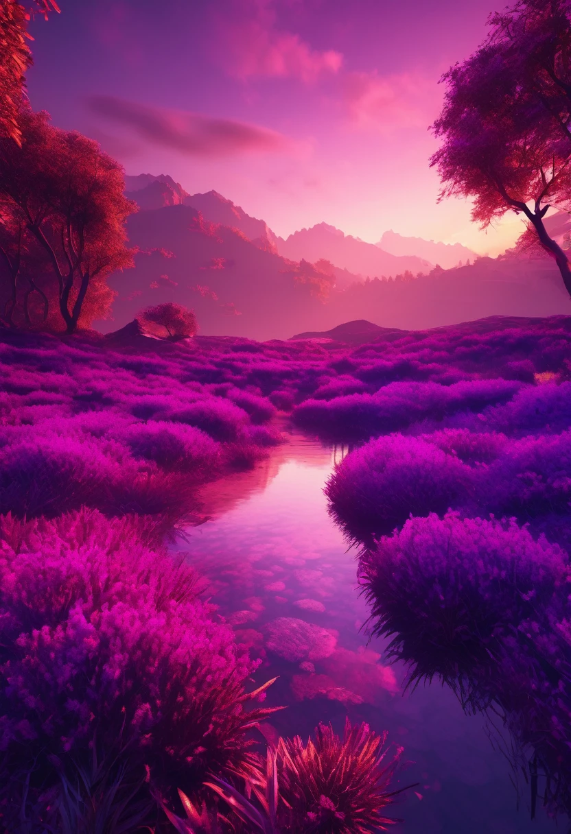 purple aesthetic landscape, 8k, masterpiece,
