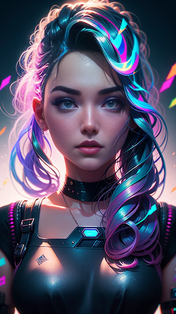 a close up of a woman with tattoos on her chest, hyper-realistic cyberpunk style, cyberpunk style , hyperrealistic, dreamy cyberpunk girl, hyperrealistic fantasy art, realistic digital art 4k, realistic digital art 4 k, cyberpunk art style, beautiful cyberpunk girl face, alena aenami and artgerm, hyper realistic anime, ross tran 8 k