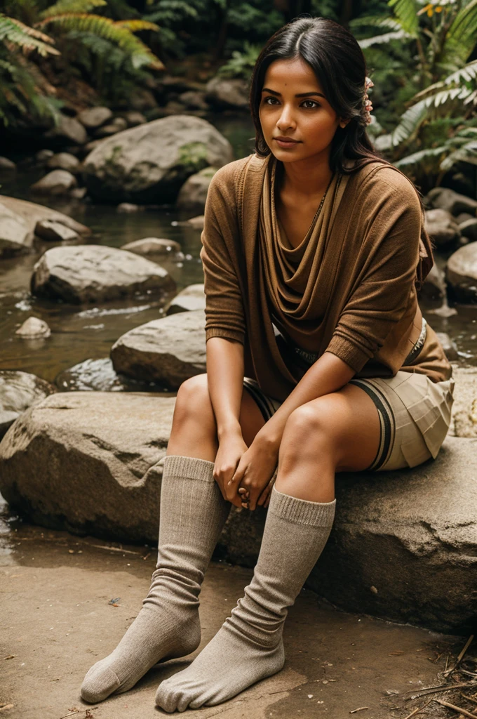 Lady wearing indian sweatand socks