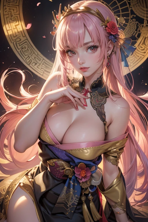 1girl, medium hair, long flowing hair, floating hair, ornament hair, perfectly body, perfectly hands, rose on hair, maid, maid dress, maid headdress, maid apron, white apron, white apron, white headdress, petals in the air, blossom peach tree, centered girl, Chinese style, Chinese maid dress, white dress, more details on her clothes, dress with transparency, golden details, daylight, smiling, character design sheet, reference sheet, concubine girl, long flowing hair, floating hair, a moon, Detailed background((ancient city:1.2),Detailed background, Elegant backgrounds, Zen entanglement, mandalas, Tangled, Tangled, glossy hair, elaborate costume{Luxury kimono(Colorful kimono(Detailed golden embroidery,))}, Depict a beautiful and graceful woman, ((Best Quality)),{{a portrait photo of}},full body Esbian ((4k, masterpiece, top-quality)),8k, best quality, high resolution, HD, (illustration:0.8), super cute girl, delicate and beautiful face, 1girl, solo, mature girl, super cute hairstyle, (beautiful detailed eyes:1.6), extremely detailed face, perfect lighting, extremely detailed CG, (perfect hands, perfect anatomy), Best quality, cleavage, small skirt, full Body,