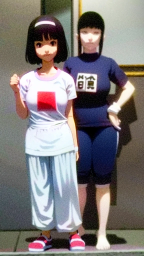 Japanese、60 years old、Mature Woman、Five fingers、Gym suit、Bloomers、White T-shirt