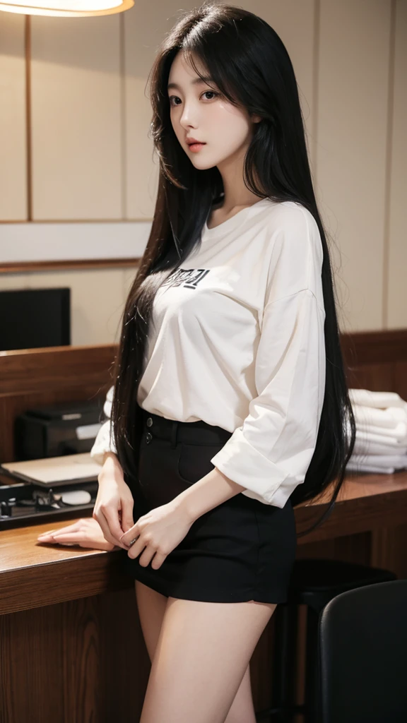 Korean girl with long black hair