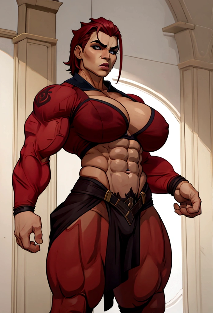 very big power house muscle woman restroom abs big pecs