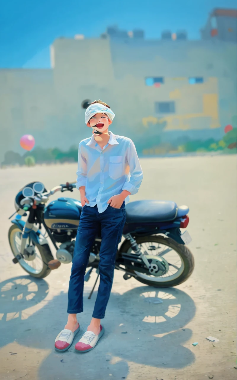 A boy, zoo, many balloons, happy, happy, perfect quality, clear focus (clutter - home: 0.8), (masterpiece: 1.2) (realistic: 1.2) (bokeh) (best quality) (detailed skin: 1.3) (complex details) (8K) (detail eyes) (sharp focus), (happy) full body, two children, clean background, long view composition, 85MM SHOT