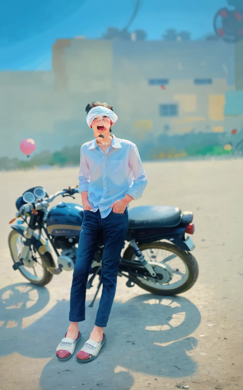A boy, zoo, many balloons, happy, happy, perfect quality, clear focus (clutter - home: 0.8), (masterpiece: 1.2) (realistic: 1.2) (bokeh) (best quality) (detailed skin: 1.3) (complex details) (8K) (detail eyes) (sharp focus), (happy) full body, two children, clean background, long view composition, 85MM SHOT