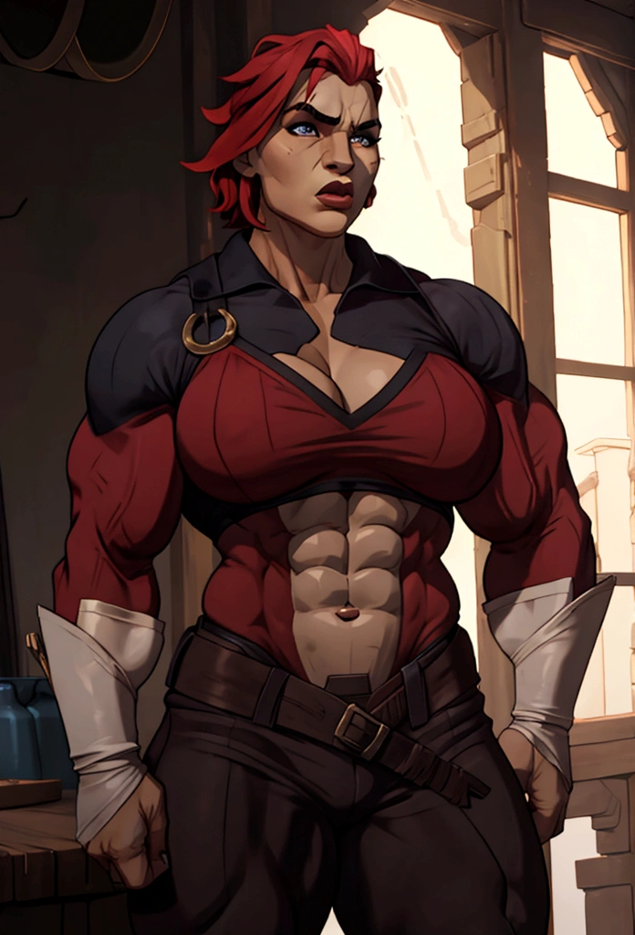 very big power house muscle woman abs big pecs