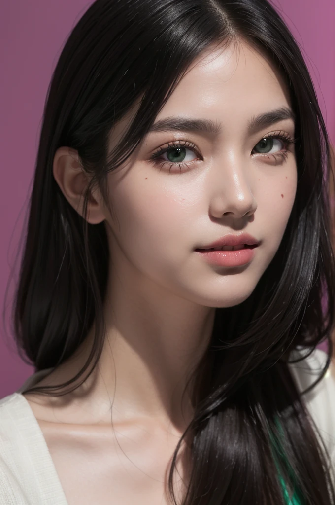 masterpiece, Best image quality, high quality, beautiful girl, Japanese, Japanese school girl, Popular Korean makeup, detailed, Swollen eyes, detailed eyes, detailed skin, Beautiful Skin, ultra High resolution, (reality: 1.4), so beautiful, A little younger face, Beautiful Skin, thin, (Ultra-realistic), (figure), (High resolution), (8K), (highly detailed), (best figure), (beautifully detailed eyes), (super detailed), (wallpaper), (detailed face), View your viewers, Fine details, detailed face, Pure Erotic Face Ace_v1, smile, Look straight ahead, Look straight ahead, Angle from waist up, Realistic photos, Bright lighting, Professional Lighting, Black Hair (green), Long Hair, Dark Ruins, Big Red Moon, Gorgeous red and black dress, Mature Woman, Long and stylish bangs, Cherry leaves, Vibrant colors, Paint splashes, Simple Background, 