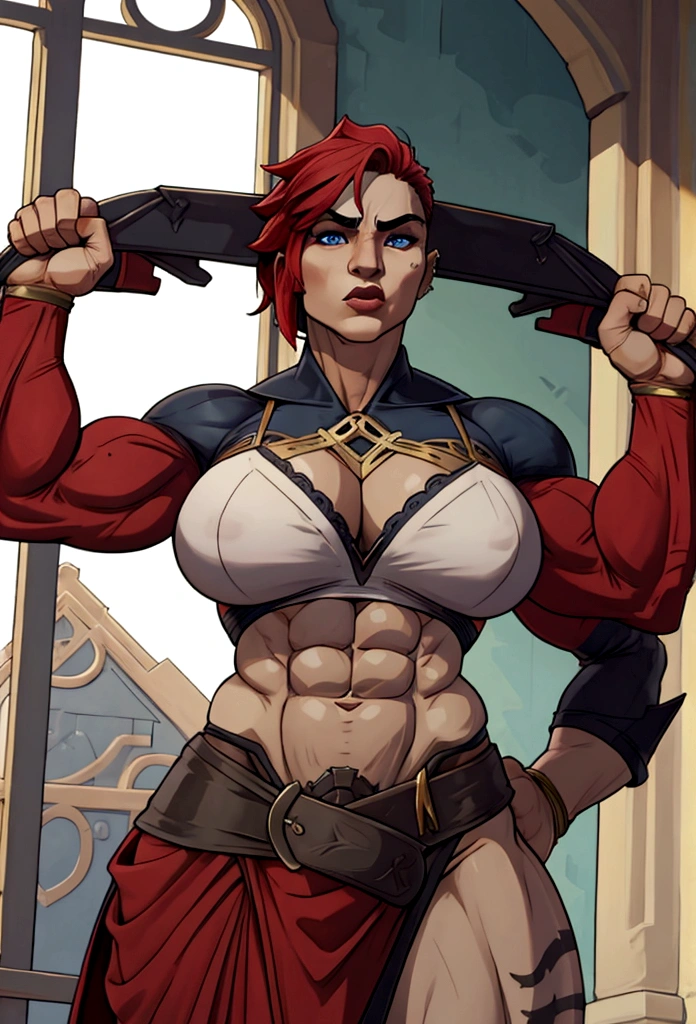 very big power house muscle woman abs big four arms