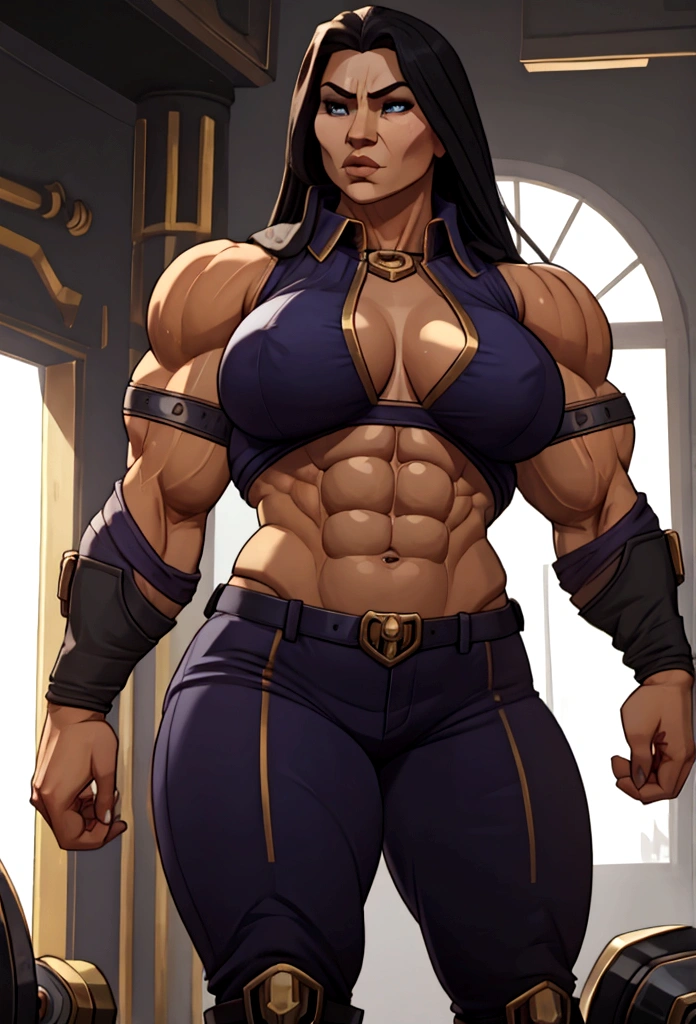 very big power house muscle woman abs big pecs