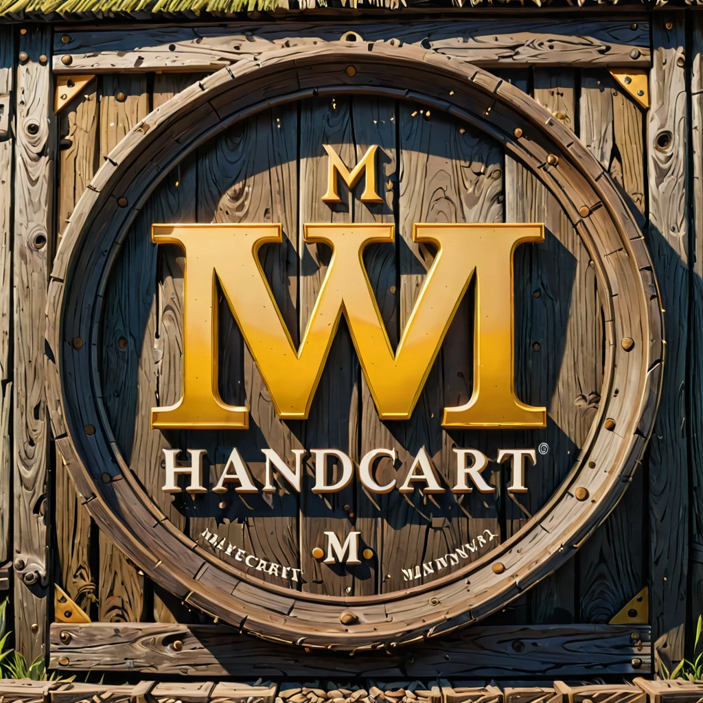 logo for handcart shop, including 2 characters "M" and "V". In particular, the character "M" will be located above, and the character "V" will be located below, integrated into the character "M".