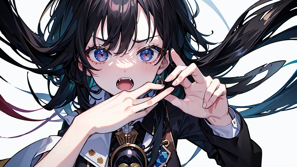 ((Highest quality、8K、masterpiece:1.3))、One Woman、Black Hair、Angry