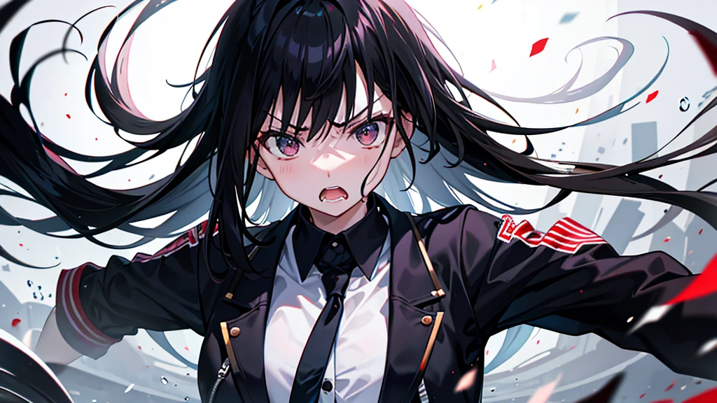 (Highest quality)、One Woman、Black Hair、Angry