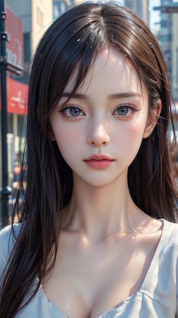 (Realistic, photo-Realistic:1.37),(8K, RAW Photos, Highest quality, masterpiece:1.2), cute,4K、masterpiece、((Focus on the face))、((Symmetrical facial features))、Eyes with detailed description、Beautiful woman、Excellent style、(thin)、Facial detailing,office Street