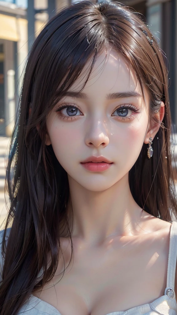 (Realistic, photo-Realistic:1.37),(8K, RAW Photos, Highest quality, masterpiece:1.2), cute,4K、masterpiece、((Focus on the face))、((Symmetrical facial features))、Eyes with detailed description、Beautiful woman、Excellent style、(thin)、Facial detailing,office Street