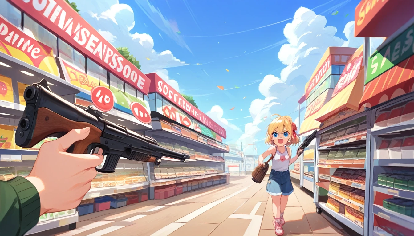 ((multiple girls:1.3)), ((moe style:1.3)), ((tank:1.3)), ((gun firing:1.3)), ((battle:1.3)), ((convenience store:1.3)),  ((centerfold:1.3)), ((extremely feminine:1.3)), perfect hands, ((perfect face)), ((extremely cute:1.3)), ((masterpiece)), ((8k)), ((best quality)), ((beautiful)), ((extremely detailed:1.3)) , ((absurdres)), AddXL, ((score_9:1.3)), ((score_8_up:1.3)), ((score_7_up:1.3)),
