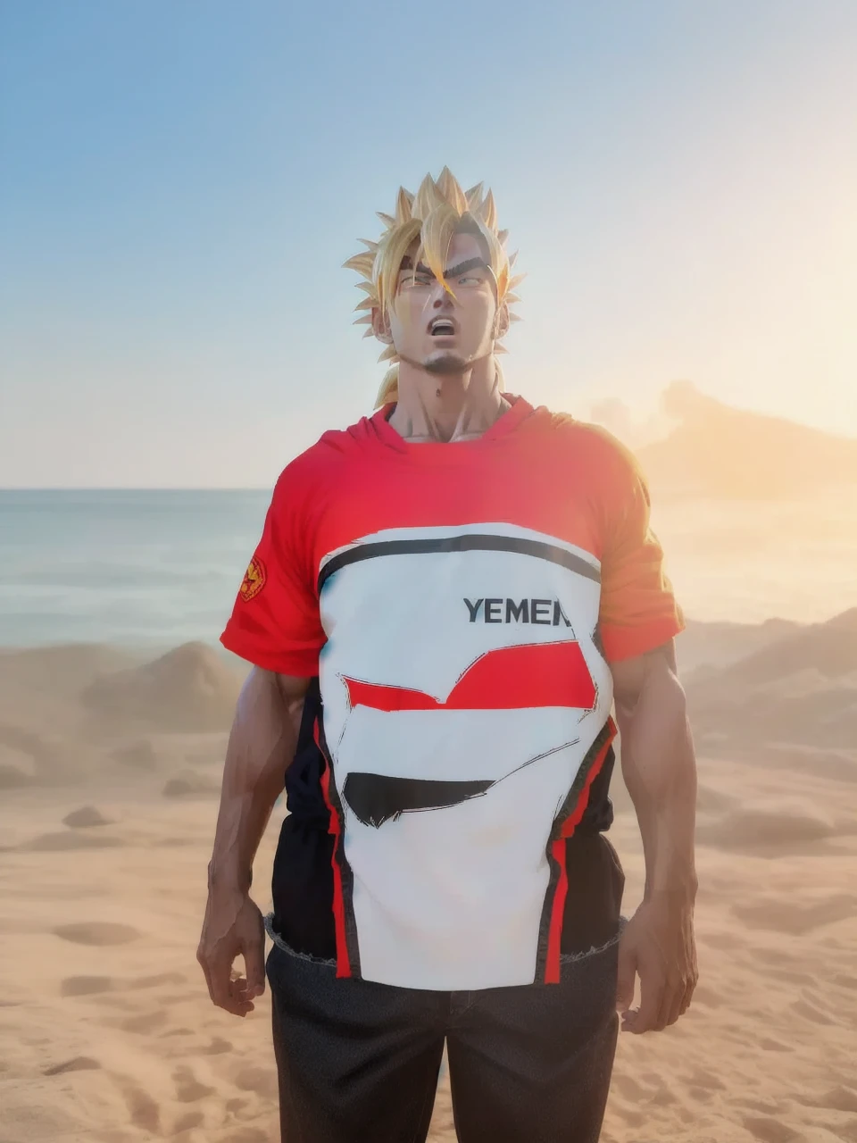 masterpiece, best quality, goku, super Saiyan, yellow hair