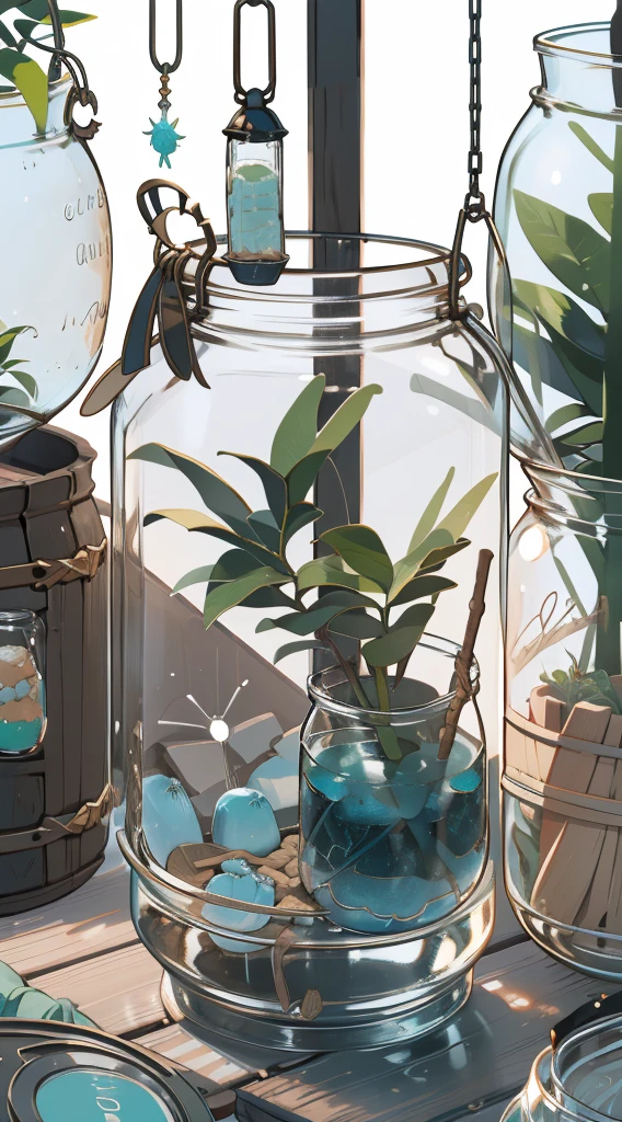 （（（（（（inside jar））））））、A boy with, ((full bodyesbian)), Wendi (genshin impact),brunette color hair, Green eyes, ((((Packed in jars))))、adolable、最small, small, A piece of,(((Packed in jars))), (Eau, Eau泡)