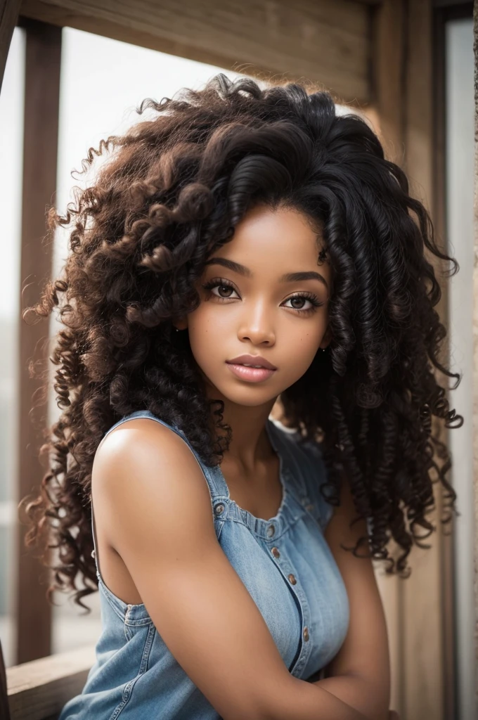 black woman with curly hair