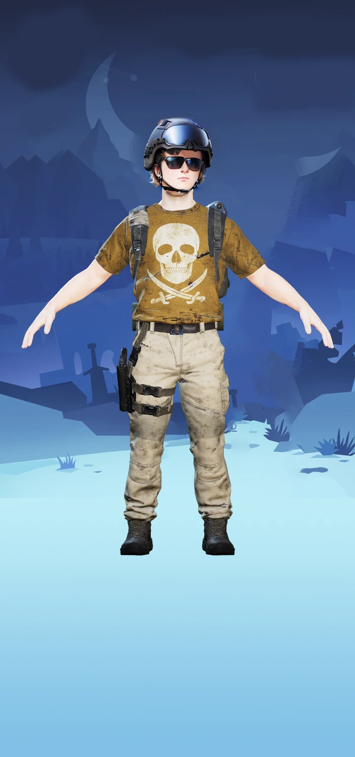 Wear black sunglasses and a black tactical helmet