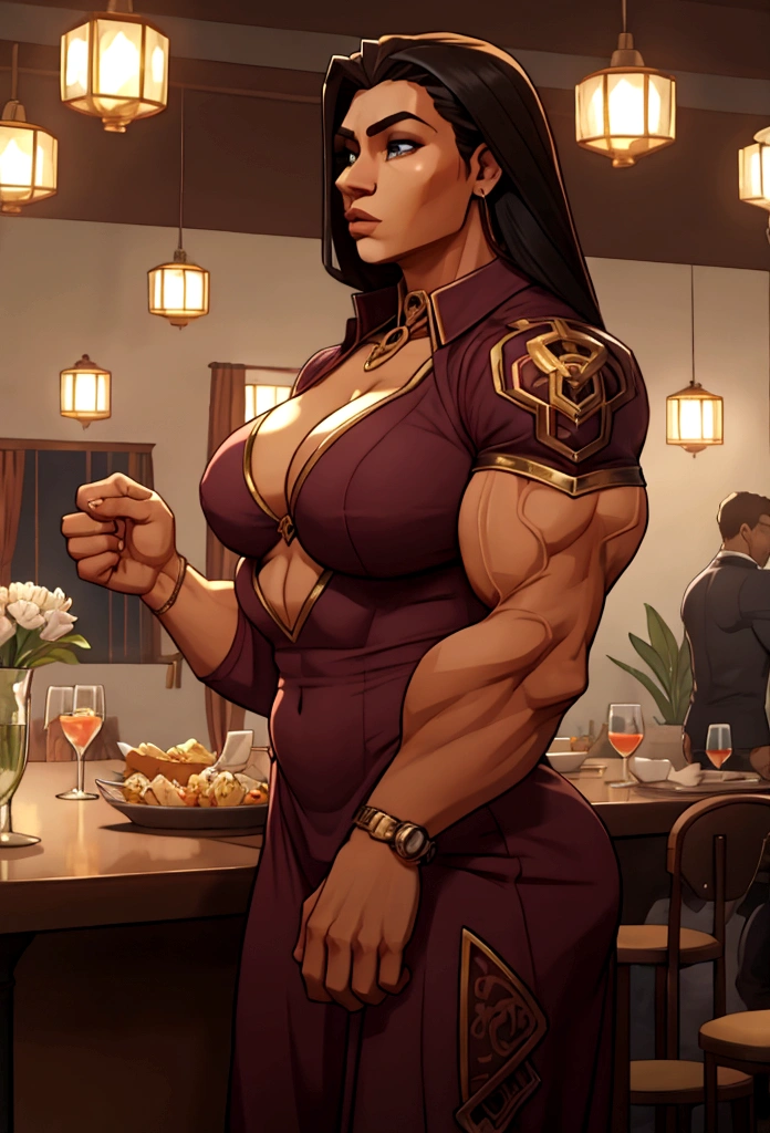 huge muscle woman on date