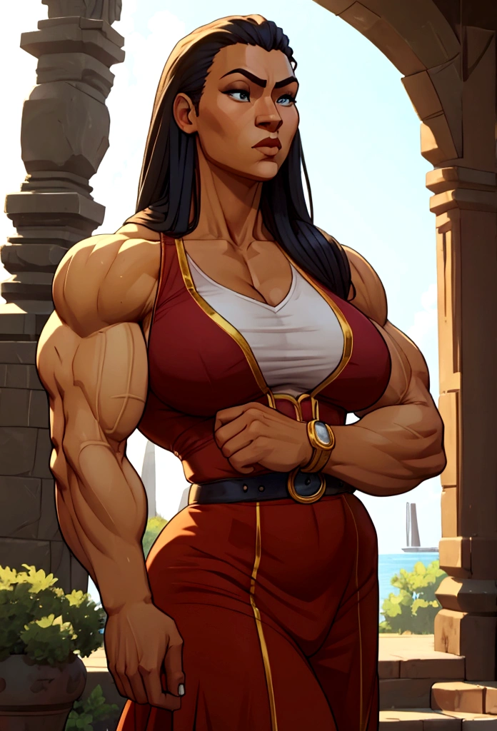 very huge muscle woman big biceps summer time