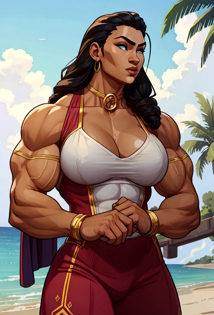 very huge muscle woman big biceps summer time