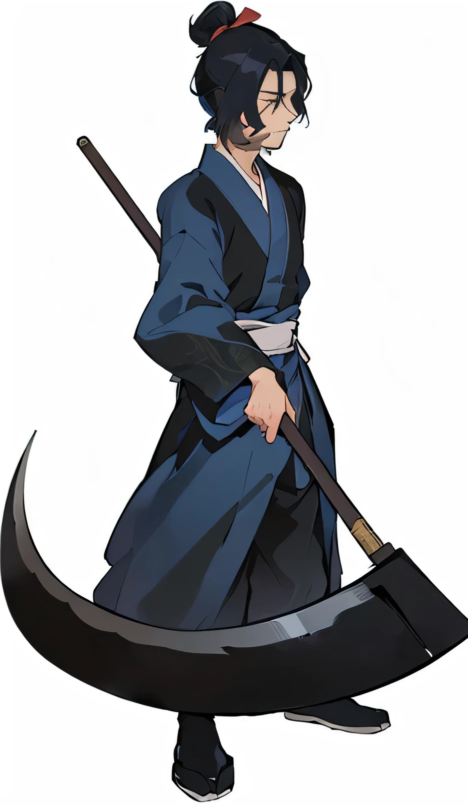 a cartoon of a man in a kimono outfit Holding a sickle, Ueshiba Riichi, hijikata toushirou of gintama, Man Holding a Sickle, Inspired by Toshusai Sharaku, Wield a scythe, Inspired by the, Holding a sickle, Mushoku Tensei