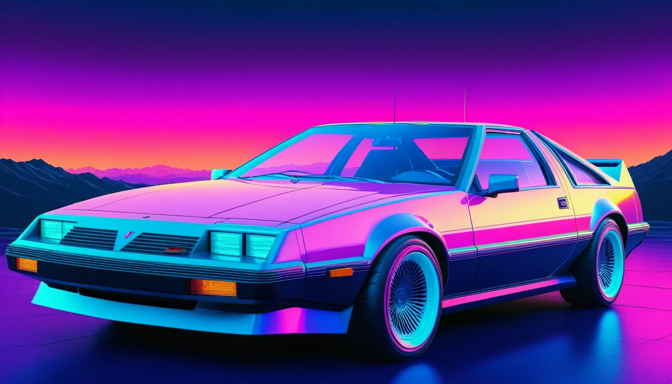retrowave,synthwave car, abstract background, warm soft neon colors, very detailed, bright ultra colors, high quality, high DPI, over 400 DPI, ultra high definition, art station, smooth, sharpness --v 6.0