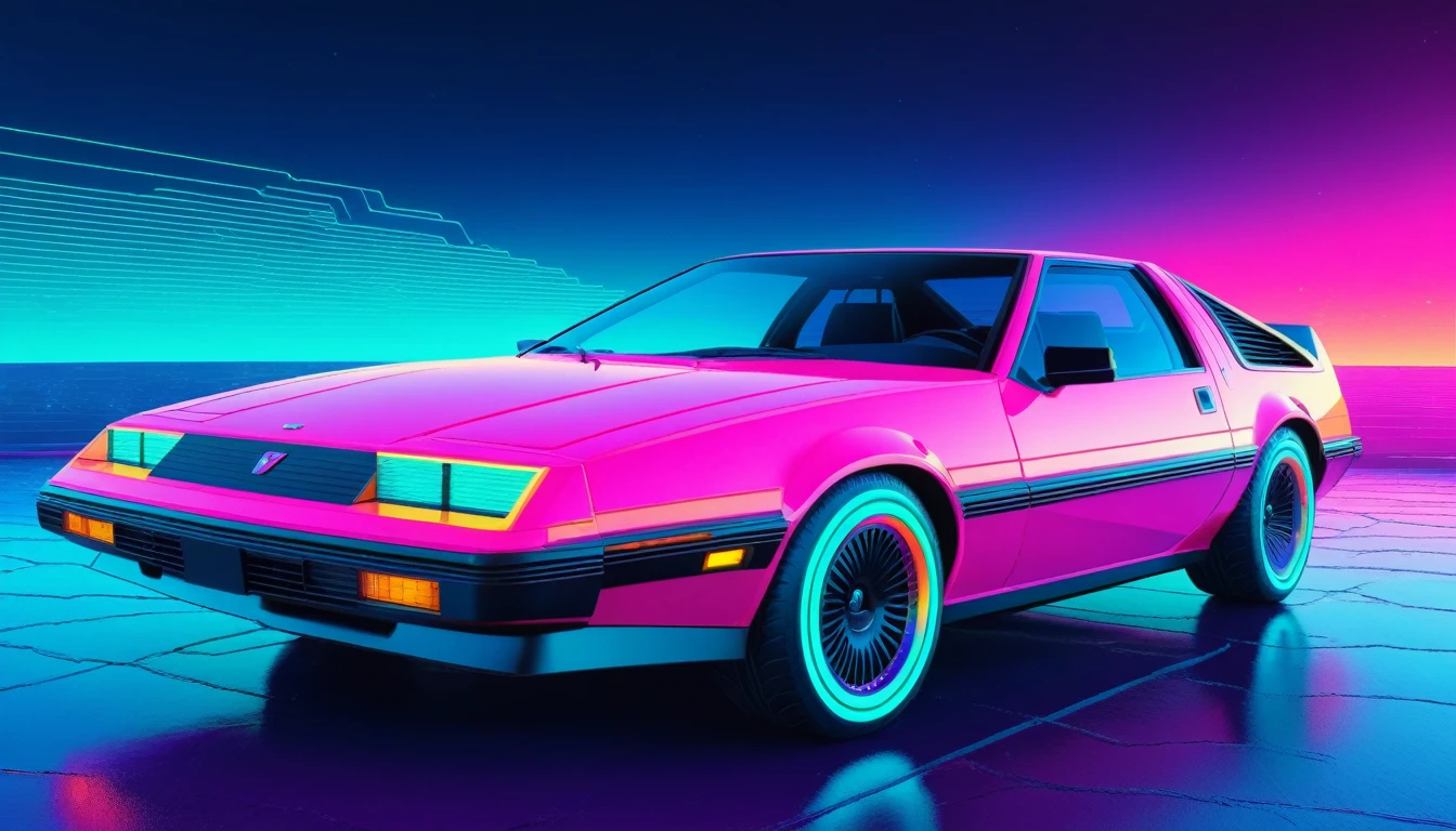 retrowave,synthwave car, abstract background, warm soft neon colors, very detailed, bright ultra colors, high quality, high DPI, over 400 DPI, ultra high definition, art station, smooth, sharpness --v 6.0 