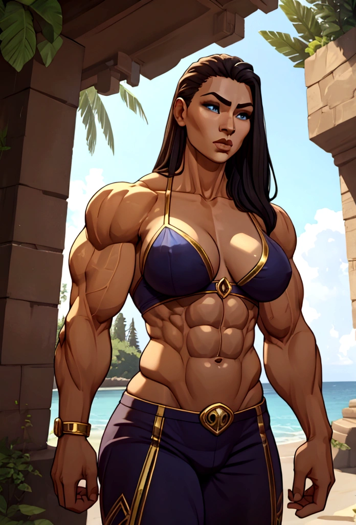 very huge muscle huge abs sixpack woman big biceps summer time