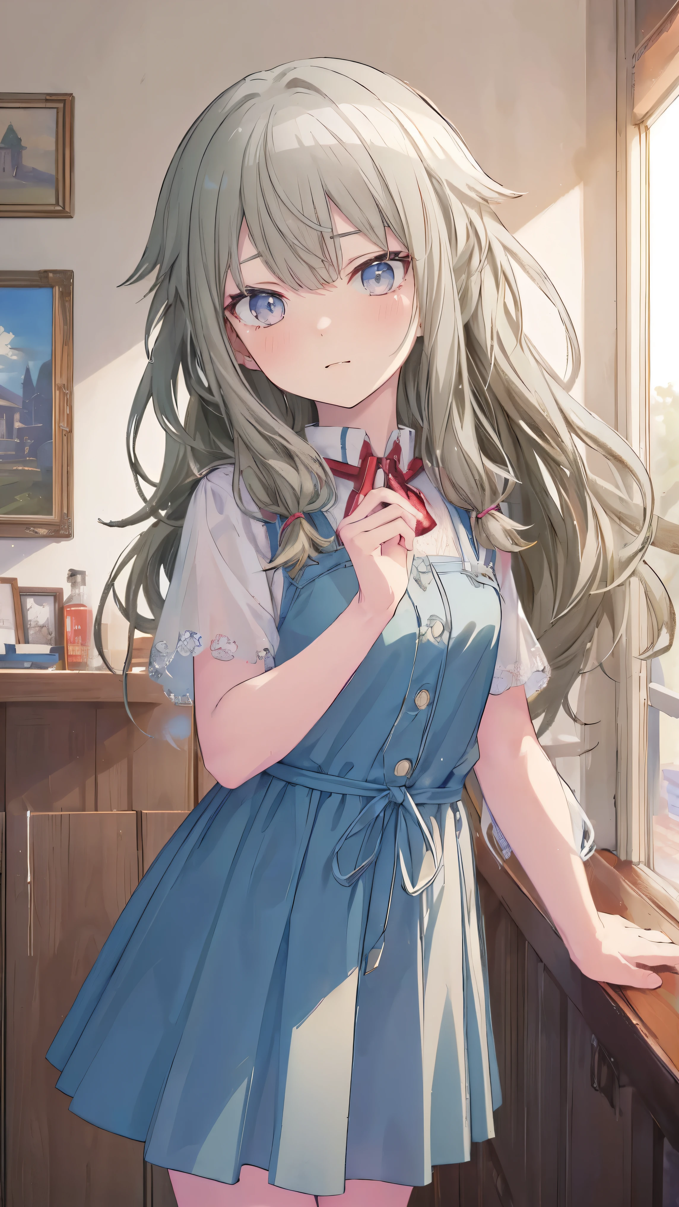 (masterpiece, 最high quality:1.6),Best image quality、最high quality、Perfect lighting,masterpiece、Best image quality、最high quality、Lori、Girl、 Cute pose, masterpiece, Anime art style, Cute moves、Most detailed, high quality、Shiny Hair、Very fine and beautiful bright eyes、nose blush、Very detailed, clear and beautiful face, Awards, (((Anatomically correct))、Cowboy Shot